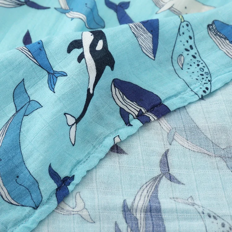 Kaufen Weichen Bambus Baumwolle Decke Für Baby Kinderwagen Verwenden Baby Swaddle Wrap Nette Whale Baby Decke 120*120 cm