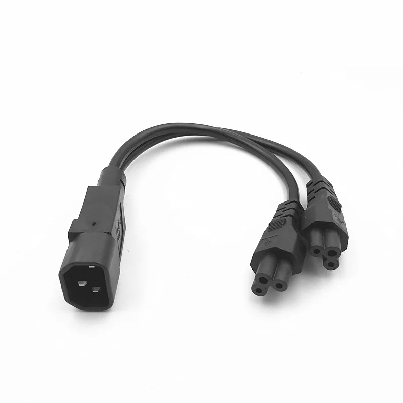 컴퓨터 호스트 디스플레이용 전원 Y 타입 분배기 어댑터 케이블, 단일 IEC 320 C14 수-듀얼 C5 암 짧은 코드, 0.32m