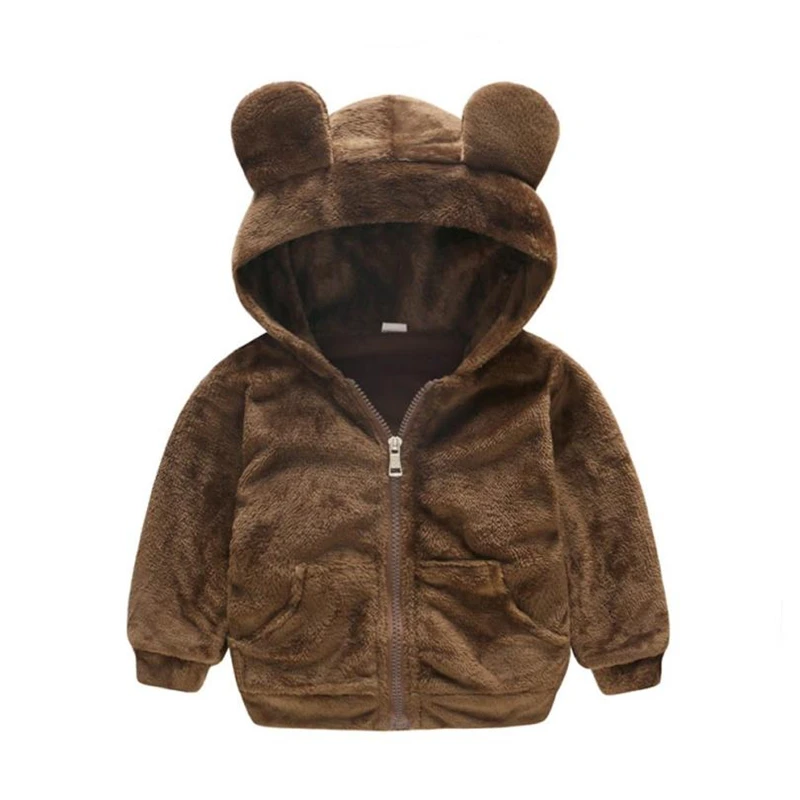 Baby Coats and Jackets Hooded with Ears Zipper Faux Fur Coat Tops Warm