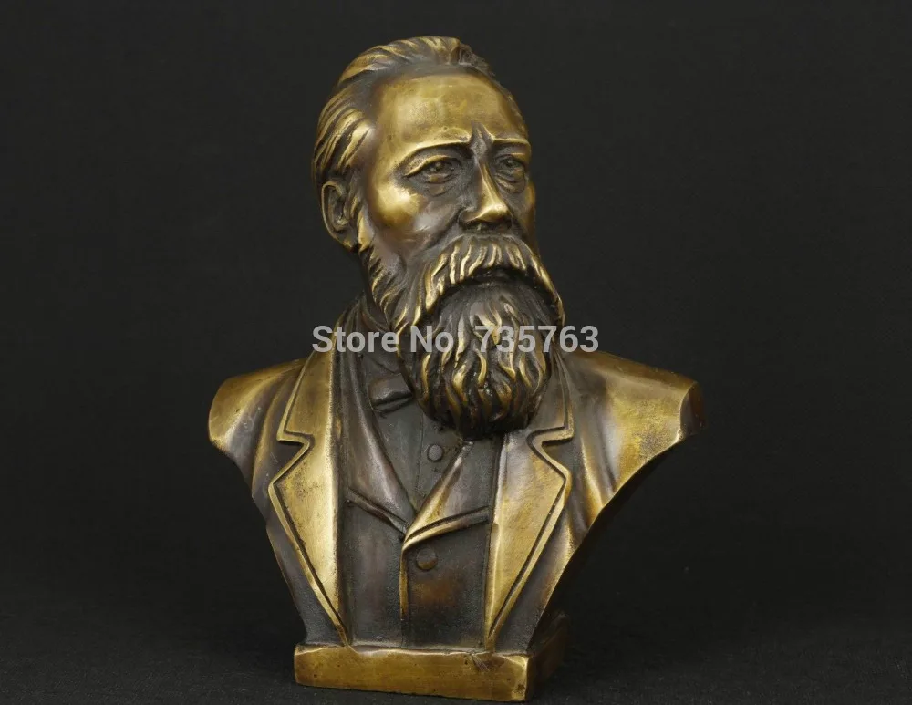 

00843 China Pure Bronze Communist Friedrich Von Engels Bust Statue