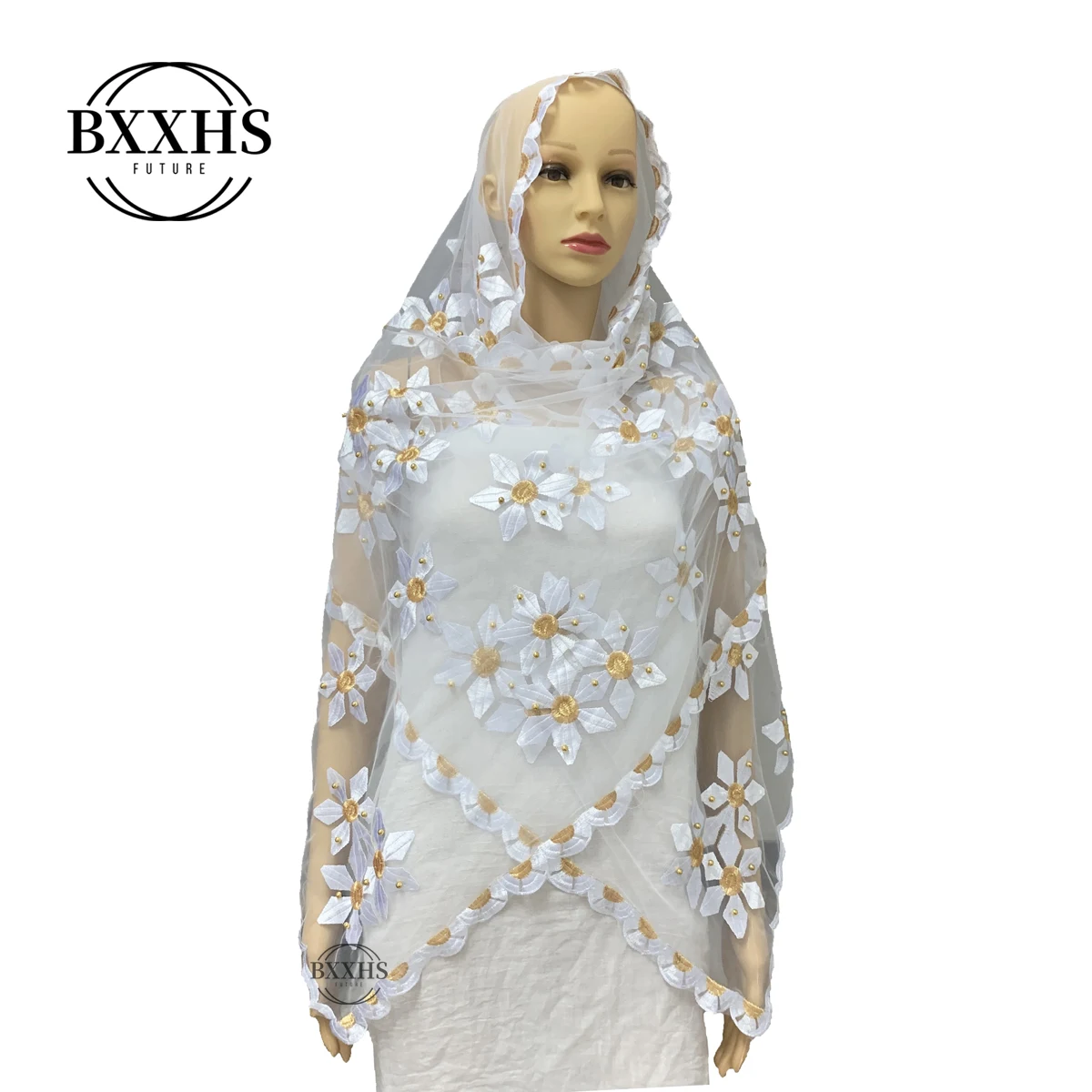 

New African Women's Headscarf Muslim Scarf Soft Cotton Embroidered Scarf Shawl