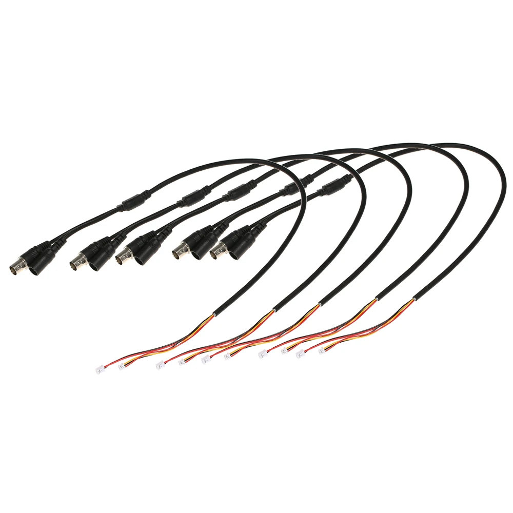 

60cm 5 Pin Analog BNC Video Cable Power Lead Wire F Video & DC Jack Female Cord for Analog CCTV Camera PCB Board 5PCS/Lot