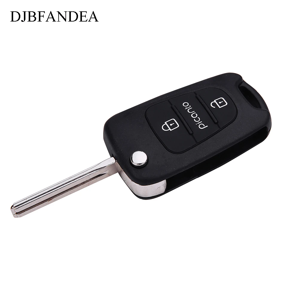 

DJBFANDEA New 3 Buttons Flip Folding Remote Key Shell For KIA Picanto Remote Car Key Case Fob Blank