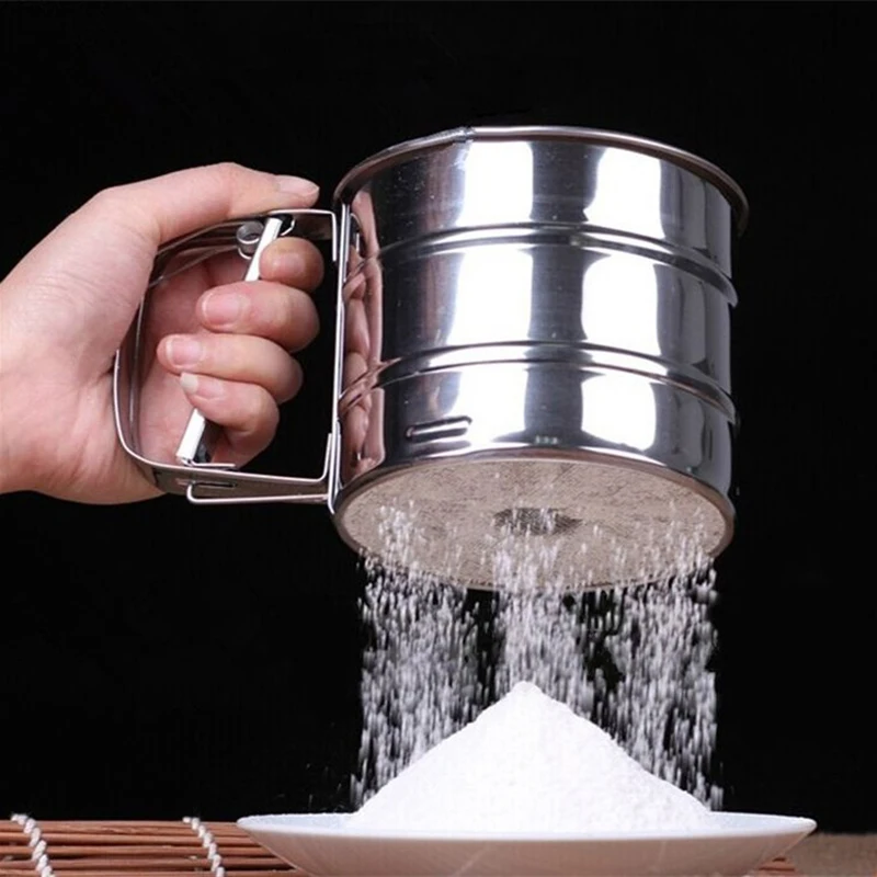 Mesh Flour Sifter Mechanical Baking Icing Sugar Shaker Sieve Tool