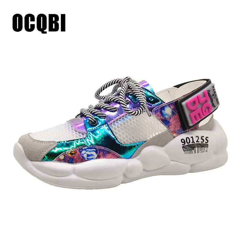 

2019 Spring Women New Fashion Mesh Lace-up Sneakers Shoes Ladies Casual Shoes Breathable Walking Mesh Flats Mixed Colors Shoes