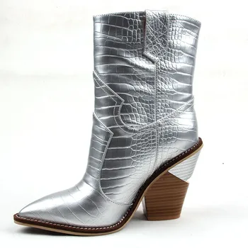 

2019 big size 42 ankle boots for women top quality genuine leather boots pointed toe Brand spring autumn wedges shoes woman