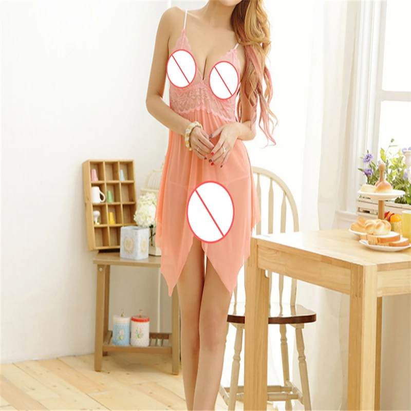 

Hot Women Sexy Mini Nightgown Sleepwear Lingerie 2019 New Women Nightdress Women's Sexy Lingerie Lace V-Neck Dress