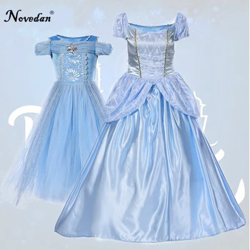 

Princess Cinderella Mother Daughter Blue Gown Dress Adult Child Matching Clothes Women Girls Halloween Party Cosplay Costume
