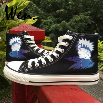 

Wen Skateboarding Shoes for Men Women Design Anime Uzumaki Naruto White Black Canvas Sneakers Flat Lace Up Sport Plimsolls