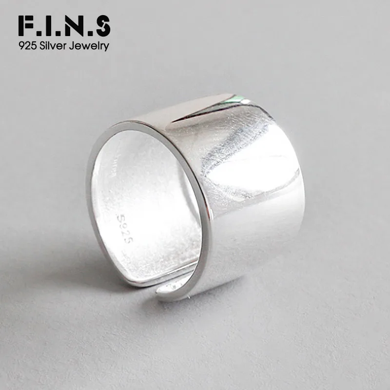 

F.I.N.S S925 Sterling Silver Rings for Ladies Minimalism Glossy Open Ring Wide Simple Finger Ring Silver 925 Women's Decoration