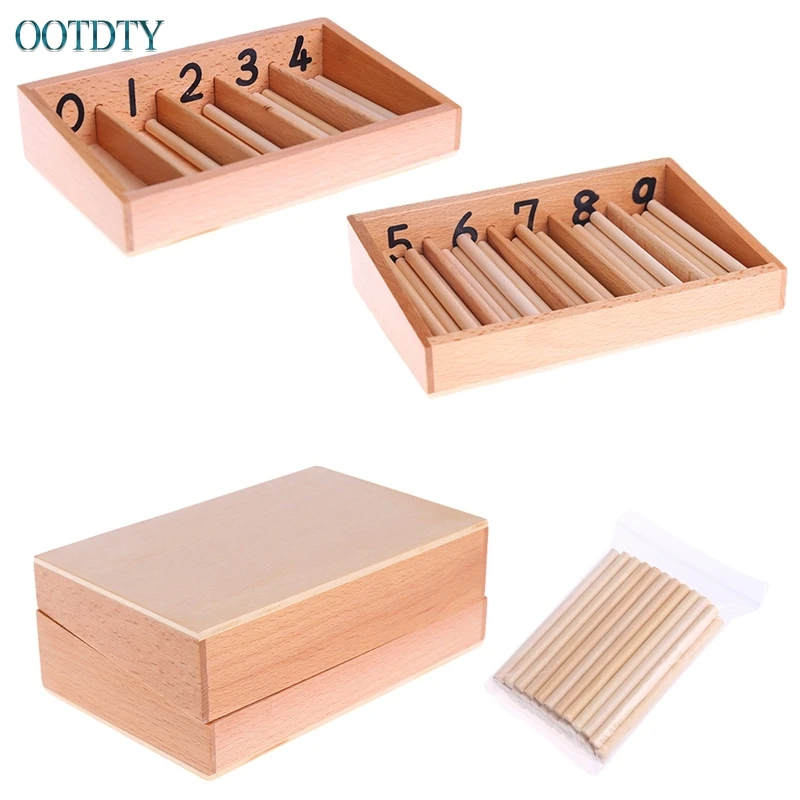Montessori Wooden Spindle Box 45 Spindles Mathematics Counting Educational Toy educational toys math toys