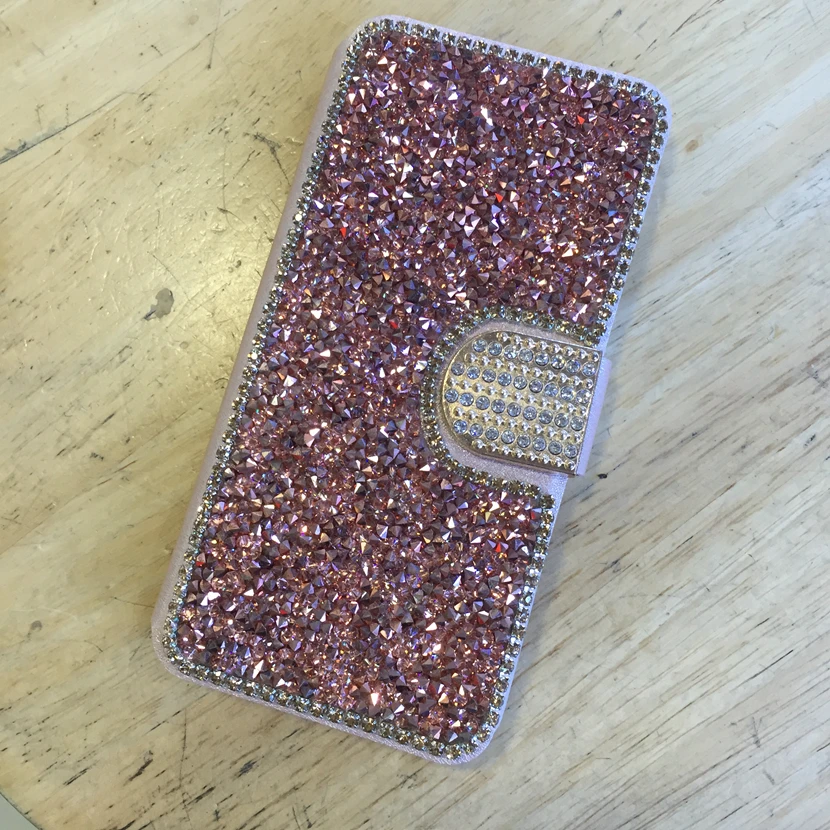 Bling Rhinestone Flip Leather Wallet Case Cover For iphone 7 Plus 6 6s