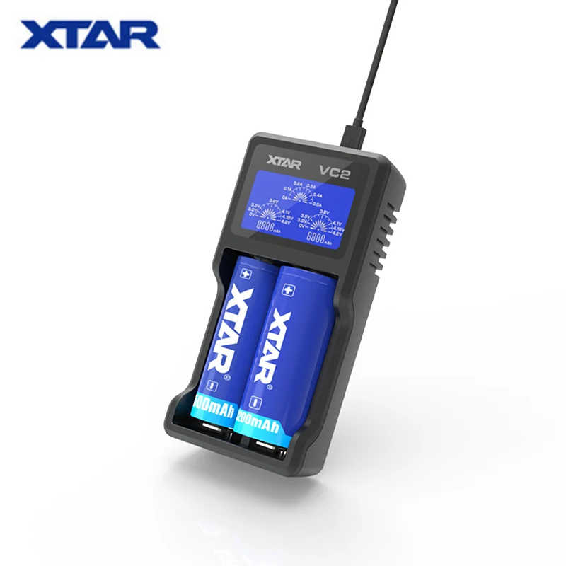 

XTAR VC2 Universal 2 Channels LCD Ni - Mh Li - ion Battery Charger Compatible with USB Cable 18650