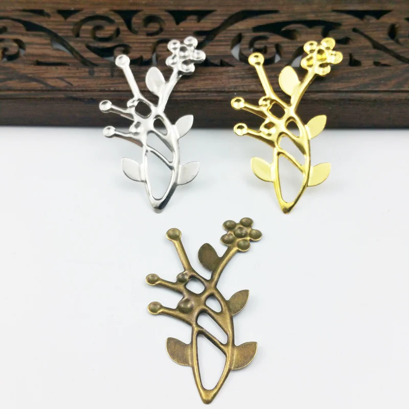 

20pcs 25x40mm Filigree flower bran Wraps Metal Charms For Embellishment Scrapbook DIY Jewelry Metal Craft Wraps