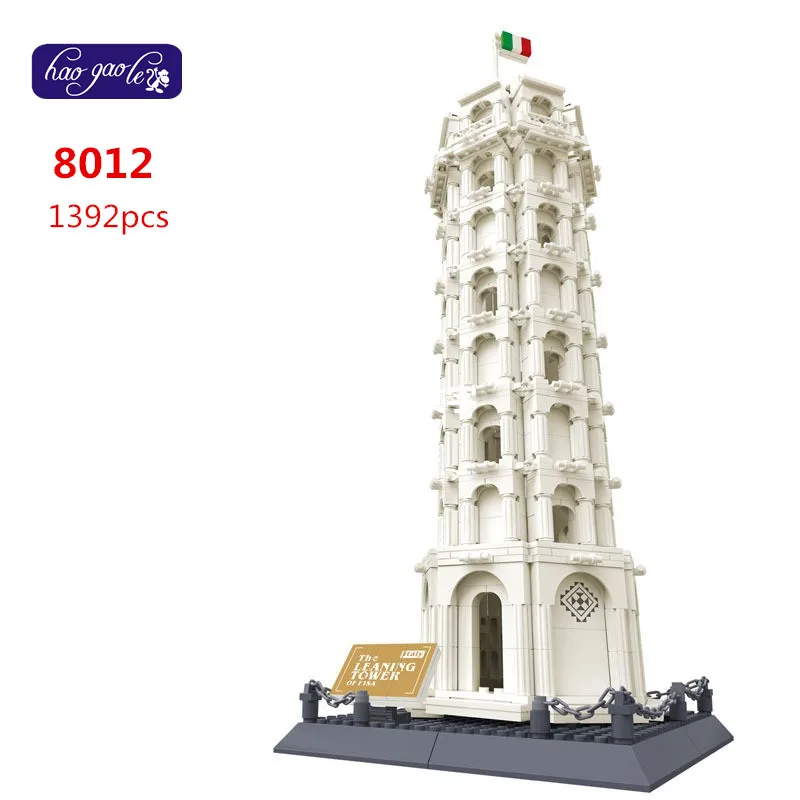 

Free Shipping WanGe 8012 1392Pcs bricks blocks building blocks sets children educational toys LEANING TOWER OF PISA