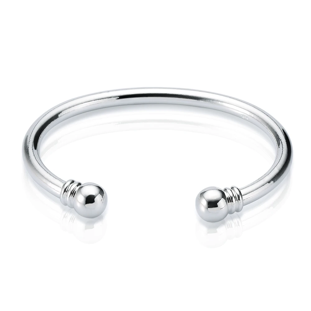 Rellecona 925 Sterling Silver Torque Plain Bangle Bracelet Open Size