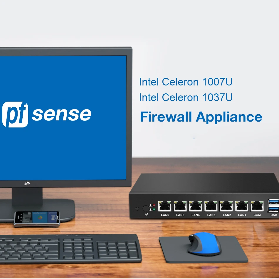 XCY البسيطة PC 6 LAN إيثرنت جيجابت منافذ متعددة NIC تشغيل لينة راوتر Pfsense جدار الحماية سيليرون 1037U CPU بدون مروحة minipc الخادم