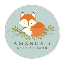 1.5 дюйма сладкий лесной Fox Baby Shower Пользу Печать Классический круглый Стикеры