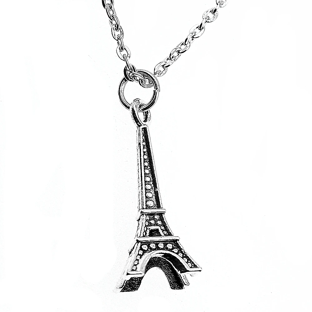 

Fashion 2019 Necklace Pendant 3D Eiffel Tower 29x11x11mm Antique Silver Color Necklace Jewelry Chain Fashion Accessories