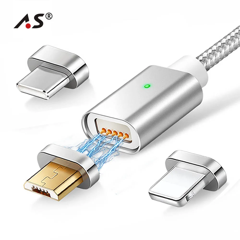 Магнитный кабель A.S Micro usb type C адаптер для быстрой зарядки телефона магнитное