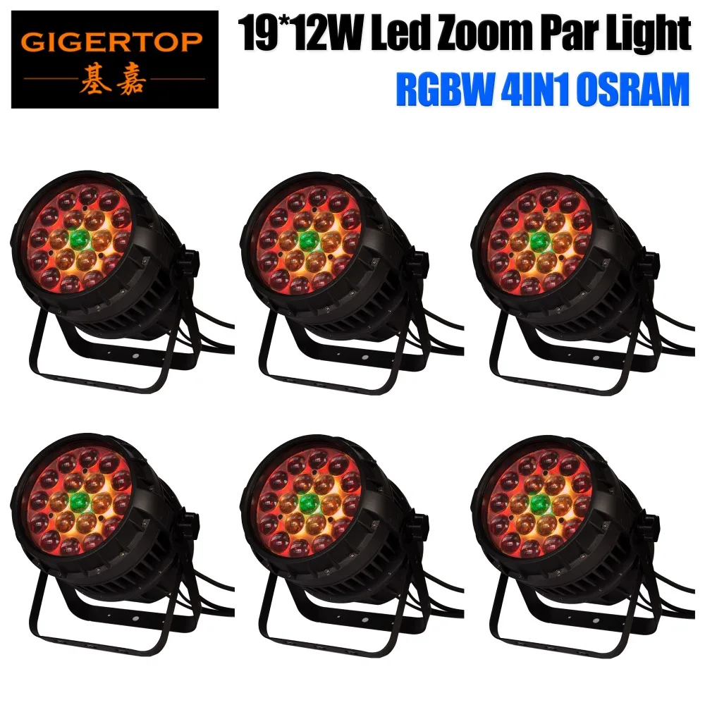 

Gigertop TP-P83 6 Pack 230W High Power Zoom Led Waterproof Par Cans IP65 Strong Handle Color Individual Control Ring 6/10/18 DMX