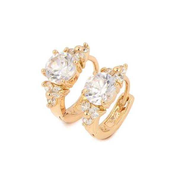 Fashion 18K Gold Plated CZ Trendy Hoop Earrings | Украшения и аксессуары