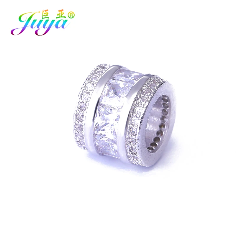 

Juya DIY Metal Charm Beads Supplies Handmade Decorative Big Hole Tube Beads For Beadwork Beaded Bracelet Necklace Making