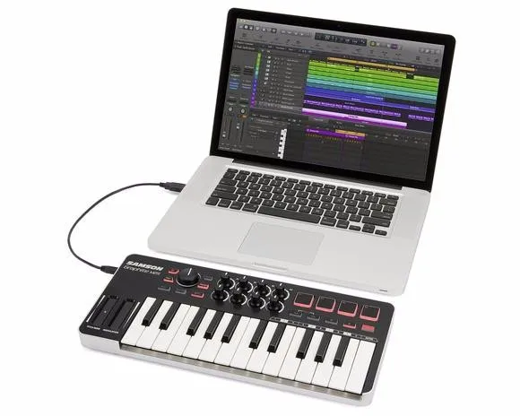mic Samson Graphite M25 USB MIDI Keyboard Controller portable 25-key velocity-sensitive mini keyboard with USB cable for performance usb microphone