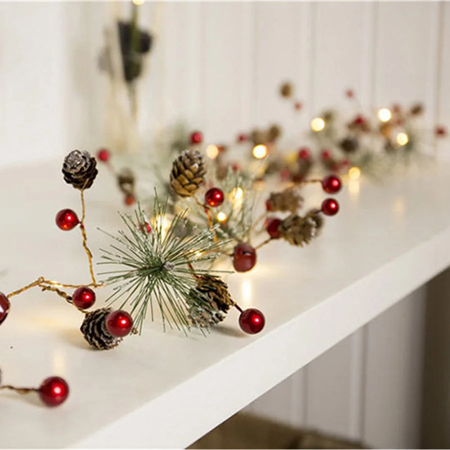 LED Christmas String Light Snowball Pine Cone Star Fairy Light Holiday Wedding Room Garland Decoration Battery String Lamp (11)