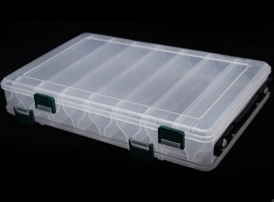 Double Sided 14/10 Compartments, KAWA Fishing Box, High Strength Transparent Visible Plastic  Box with Drain Hole, Free Shipping
