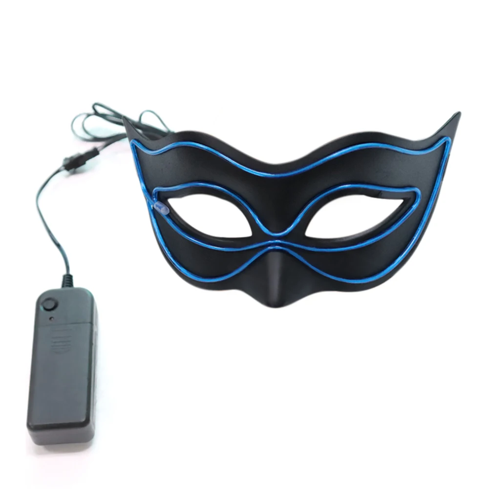 8 цветов светящаяся маска холодный свет V-Mask бар костюм для караоке мяч вечерние Хэллоуин маска на лицо светодиодные очки Прямая - Цвет: Blue