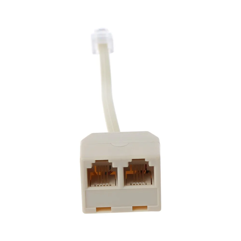 2 Pack RJ11 6P4C Male To Female 2 Way Outlet Telephone Jack Line