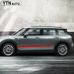 Для mini clubman countryman автомобиля интимные аксессуары изменение наклейки 2 шт. защиты scrach racing боковой двери в полоску Графический винилы