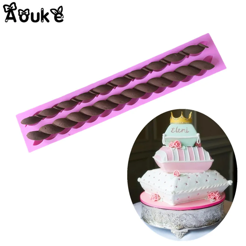 

Long Spiral Rope Shape Silicone Lace Mold Cake Fondant Chocolate Molds Cake Decorating Tools DIY Kitchen Baking Accessories