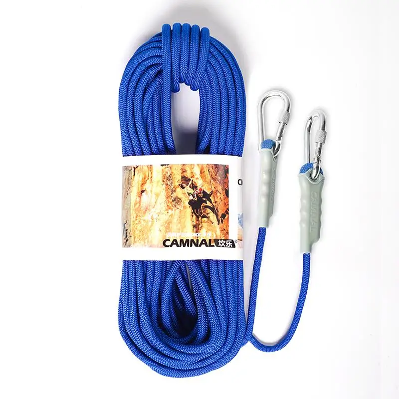 Accessory Climbing rope Cord Sling Hiking 800kg Safety Rescue Static Auxiliary Polypropylene With 2 carabiners - Цвет: Blue
