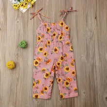 Для маленьких девочек Подсолнух ремень полосатый комбинезон комбинезоны праздничный наряд Одежда