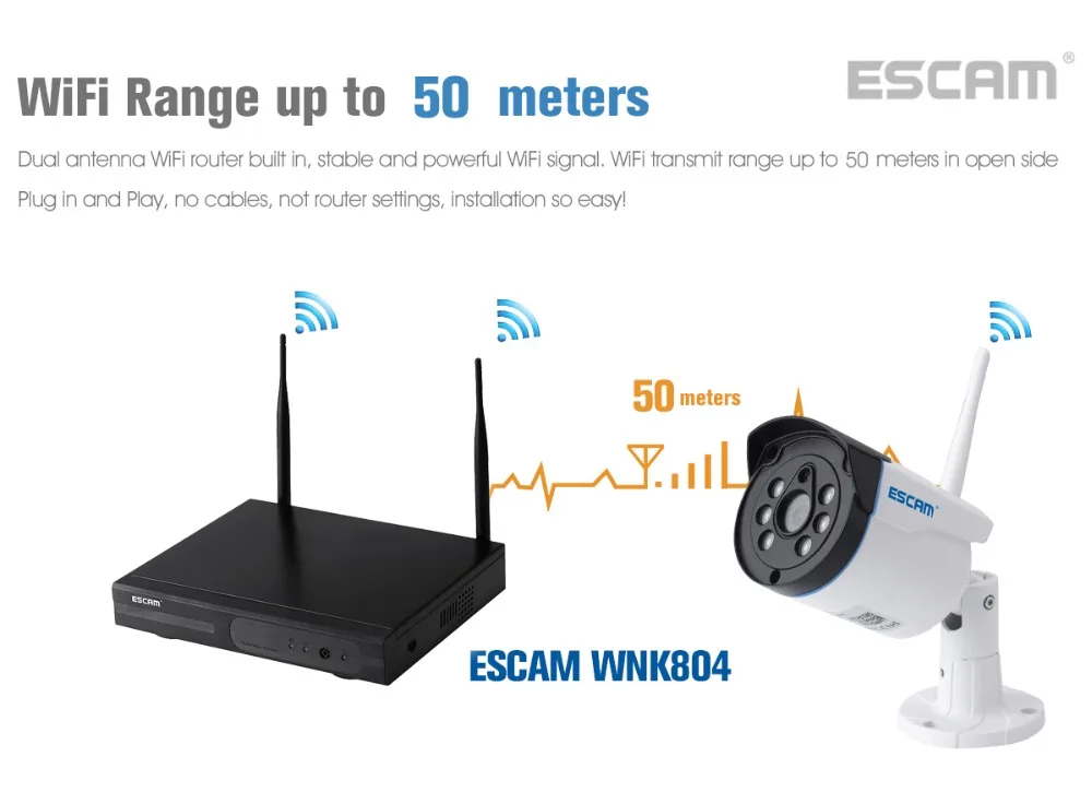 ESCAM WMK804 720 P WI-FI соединения NVR 8CH IP Камера NVR комплект