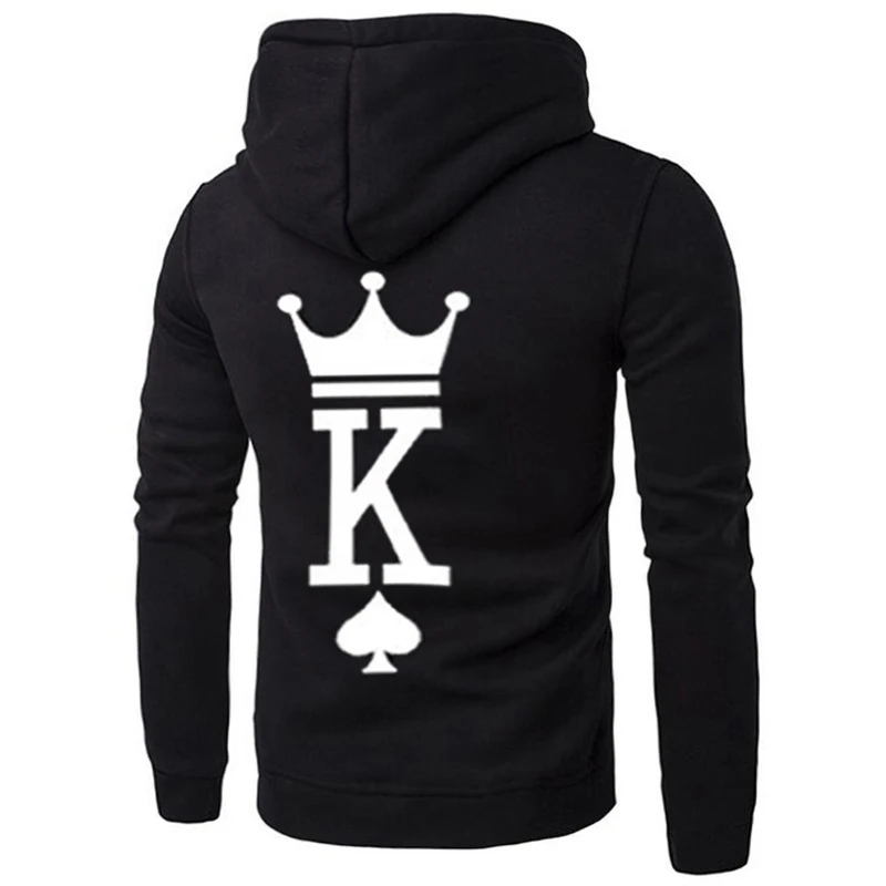  QUEEN KING Print Hooded Long Sleeve Couple Top Fashion New Style Casual Women T-Shirt Letter King Q