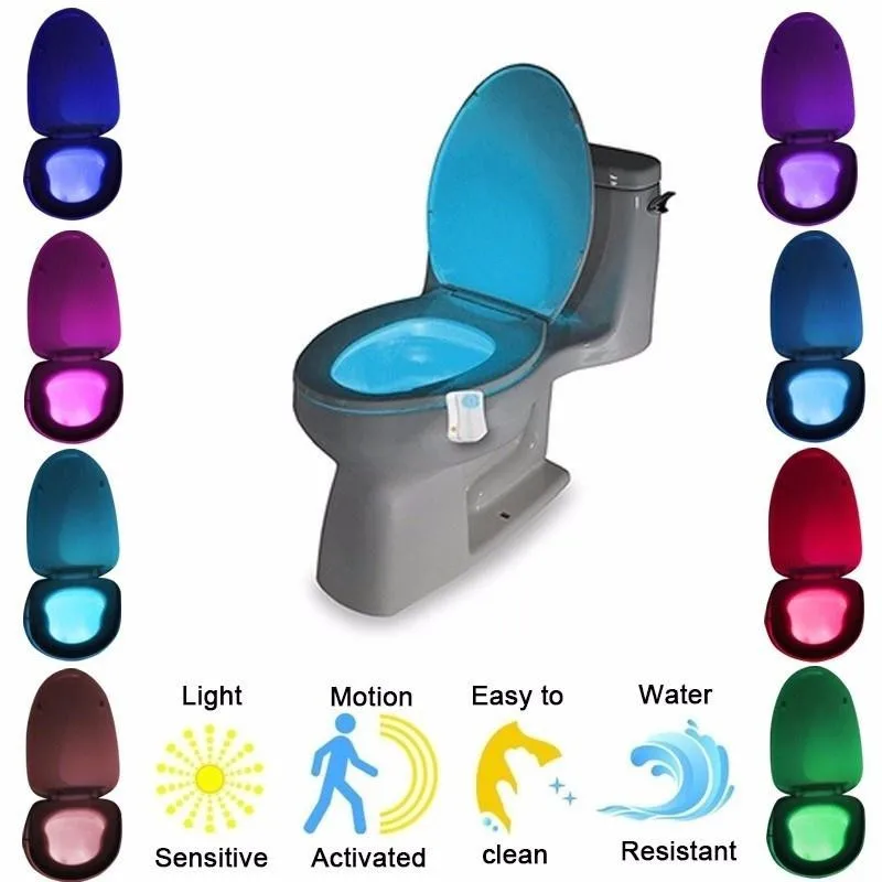 

Automatic Change Colors LED Light Night Intelligent Body Motion Sensor Portable Seat Toilet Lamp For Emergency WC 