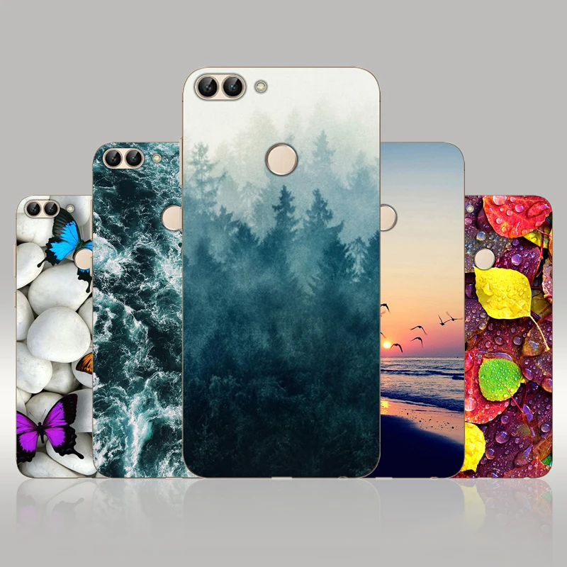 

Soft TPU Case For Huawei P Smart Case Silicone Bumper on Huawei P Smart Funda Cover FIG-LX1 Enjoy 7S Case Capa Painted Phone Bag