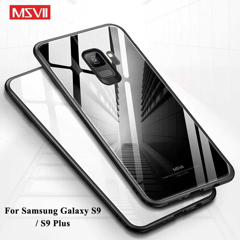 MSVII Cover For Samsung Galaxy S9 Case Slim Coque Plus Silicone Frame + Tempered Glass S 9 |