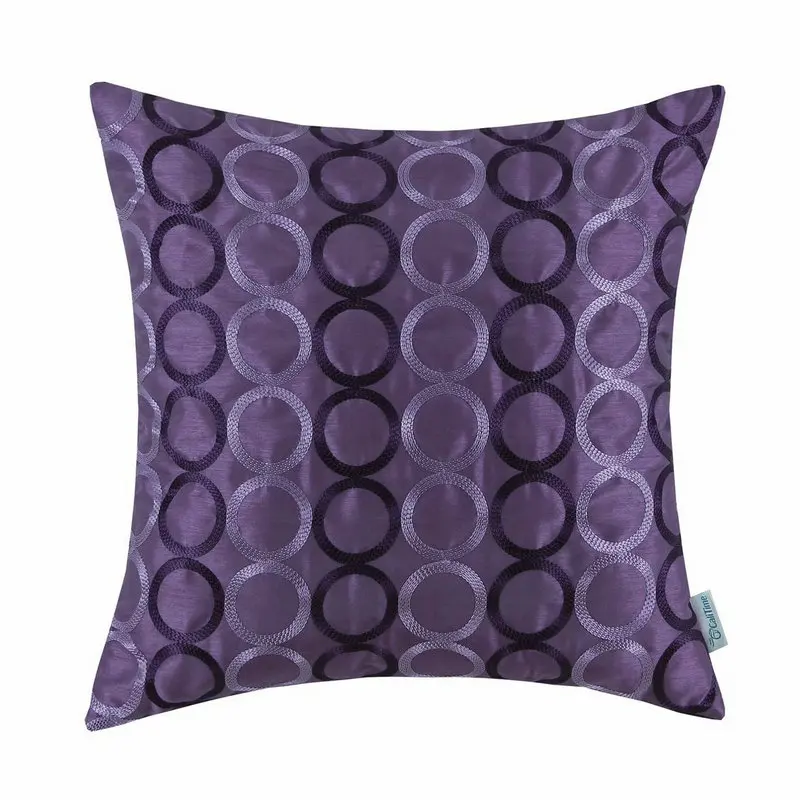 

CaliTime Cushion Cover Pillow Shell Home Decor Faux Silk Two Tones Chain Circle Rings 18" X 18"(45cm X 45cm) Purple