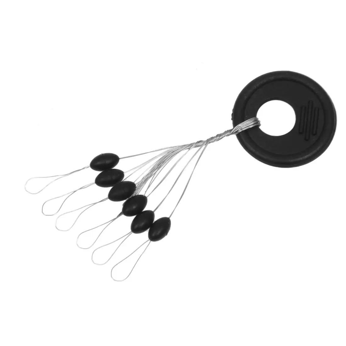 

New 10 Pcs 6 in 1 Oval Shaped Black Rubber Stopper Fishing Bobber Size M