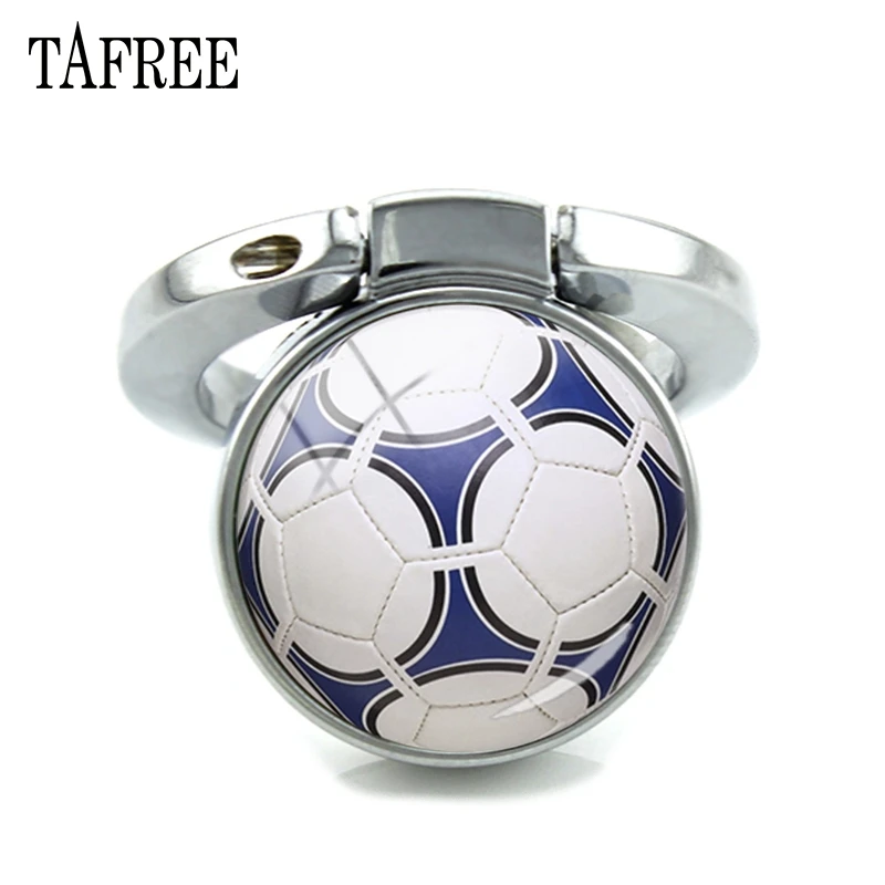 

TAFREE Fashion Sports Keyring Finger Fing For Phone Soccer Picture Glass Dome Expanding Desk Phone Holder 180 Degrees Fold SP725