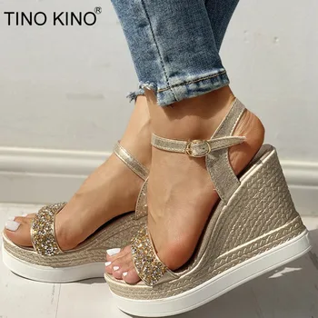 

Women Wedge Platform Summer Buckle Strap Sandals Gladiator Ladies Bling Fashion High Heels Female Casual Fashion Clog Shoes