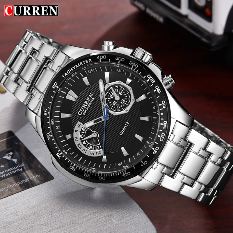 Meilleur Curren 8020 quartz Noir plein acier Vogue Affaires Militaires Homme Hommes de montres Horloge Mâle étanche Dropship Relogio Masculino