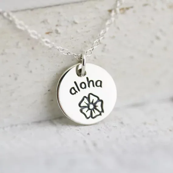 Ожерелье с надписью Aloha из серебра 925 пробы на заказ ожерелья цветком ювелирные