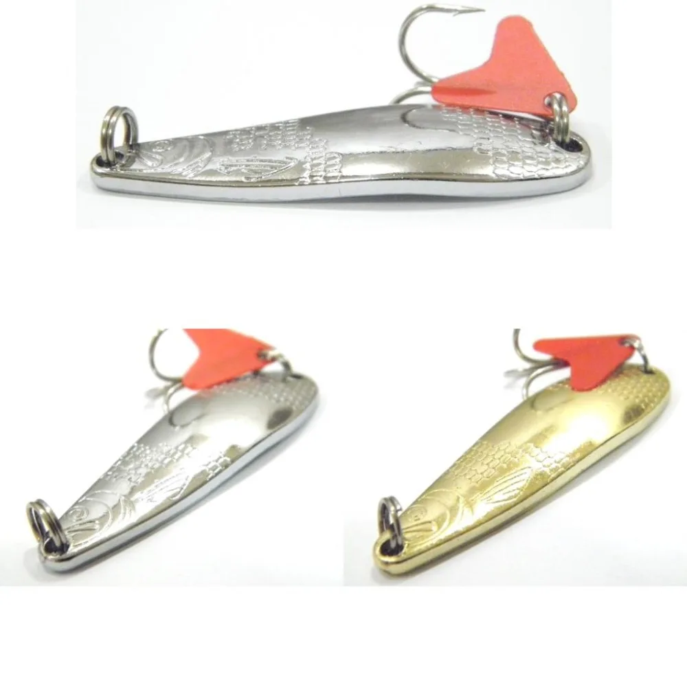

wLure 6g 10g 14g Spoon Metal Lures Flat Gold Silver Treble Hook Dragon Pattern Fishing Lures SP121