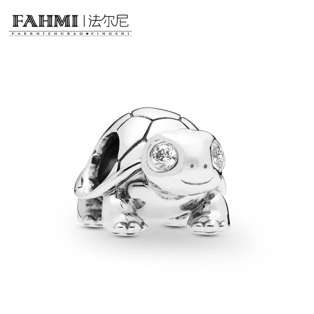 

FAHMI 100% 925 Sterling Silver New 2019 Spring 797878CZ Bright-Eyed Turtle Charm Diy Bracelet Original Jewelry Gift