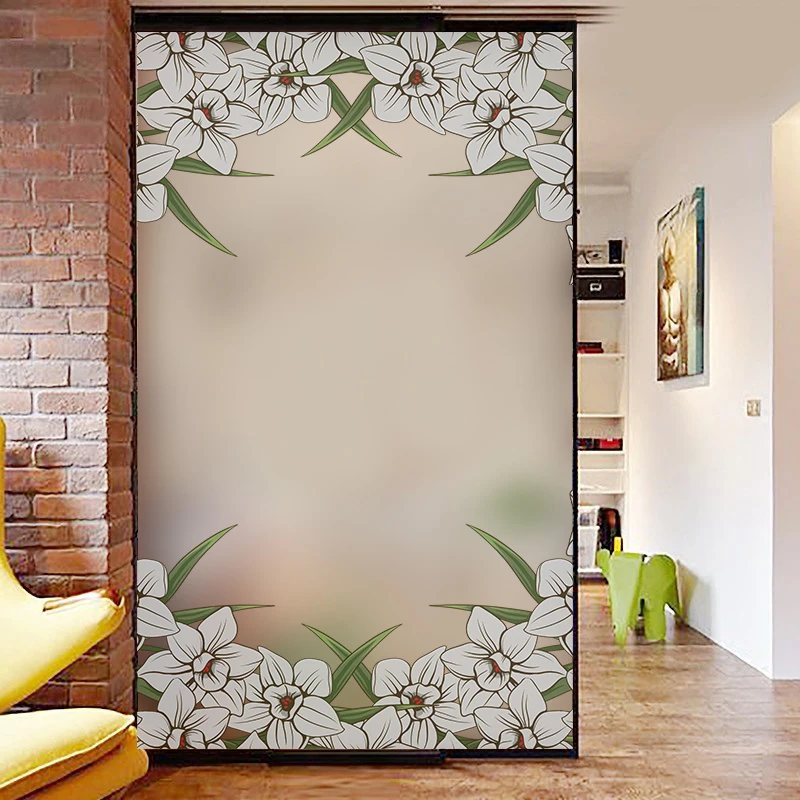 flower Frosted Opaque Glass Window Privacy self Adhesive film Sticker